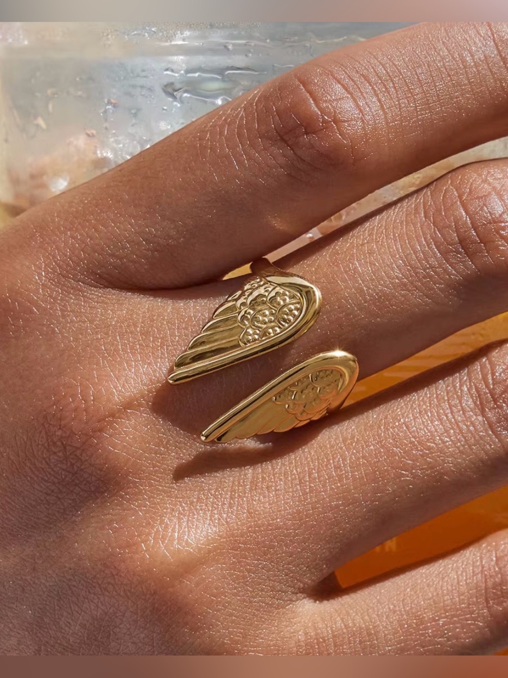 Vintage 18K Gold-Plated
Stainless Steel Angel Wings Adjustable Hypoallergenic